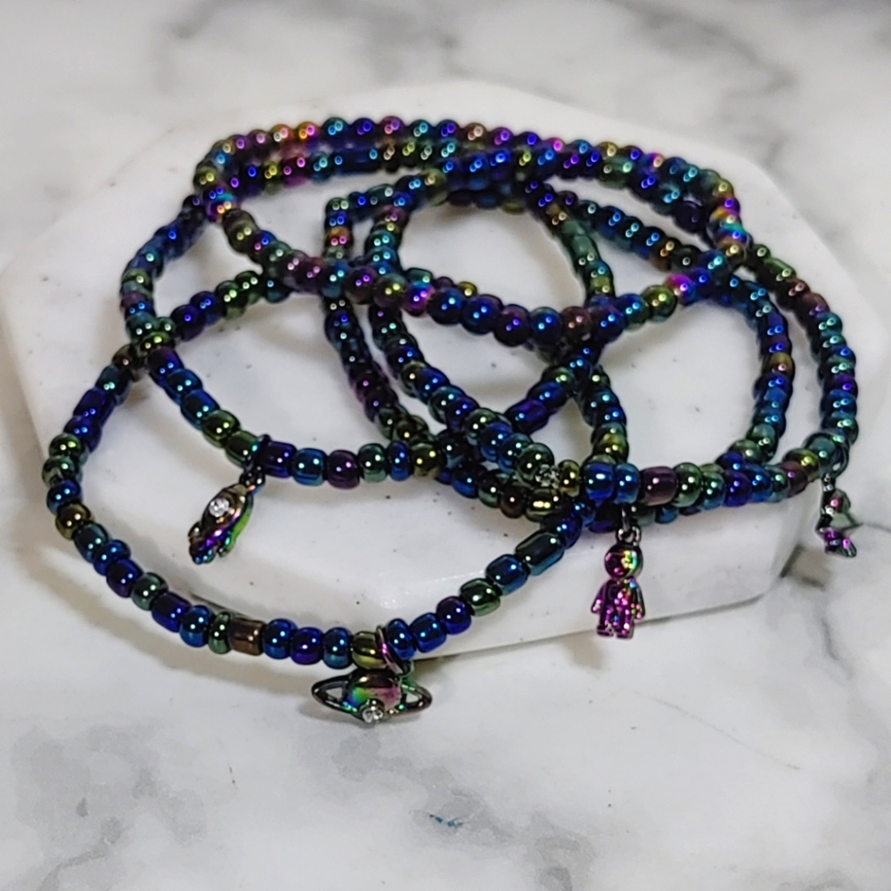 Black Iridescent Galaxy Bracelets